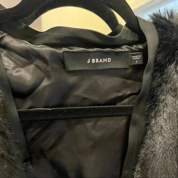 186 J Brand Black Faux Fur Coat